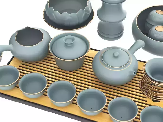 Chinese tea set Low-poly 3D model Chinese tea set Low-poly 3D model