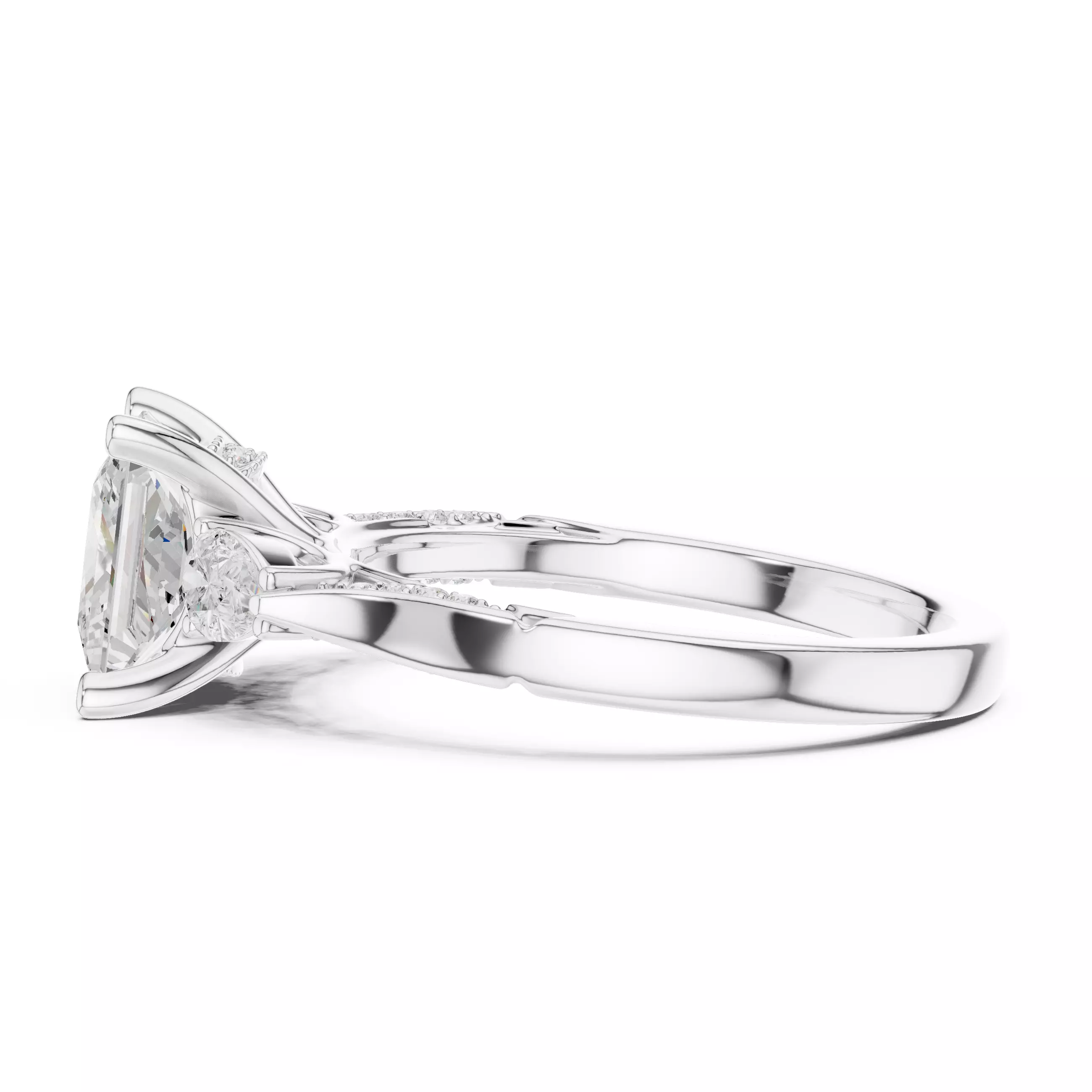 Princess and Pear Cut Diamond Engagement Ring 3DM STL Video 3D print model_11