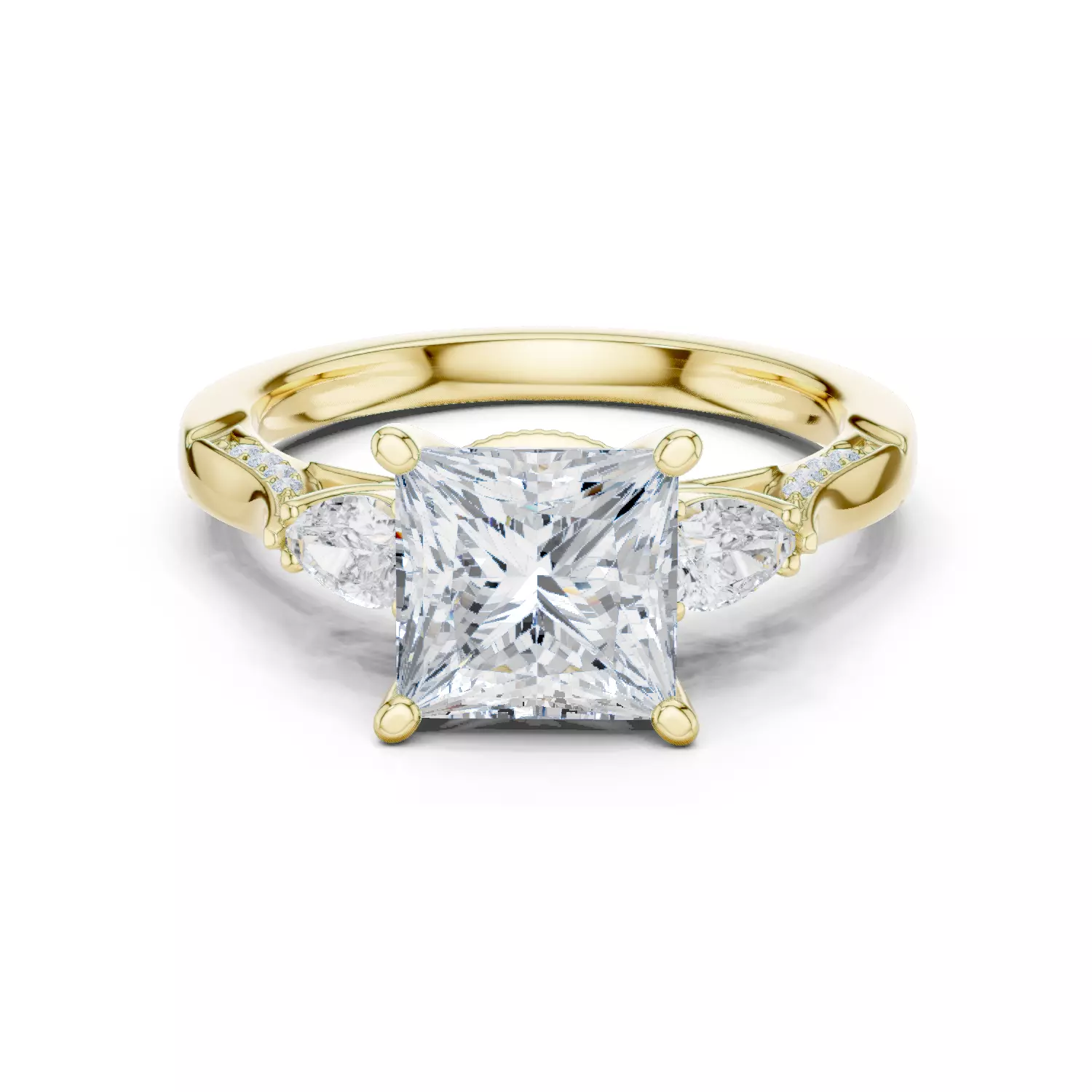 Princess and Pear Cut Diamond Engagement Ring 3DM STL Video 3D print model_13