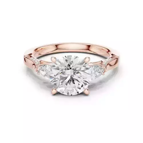 Round and Pear Cut Diamond Engagement Wedding Ring 3DM STL Video