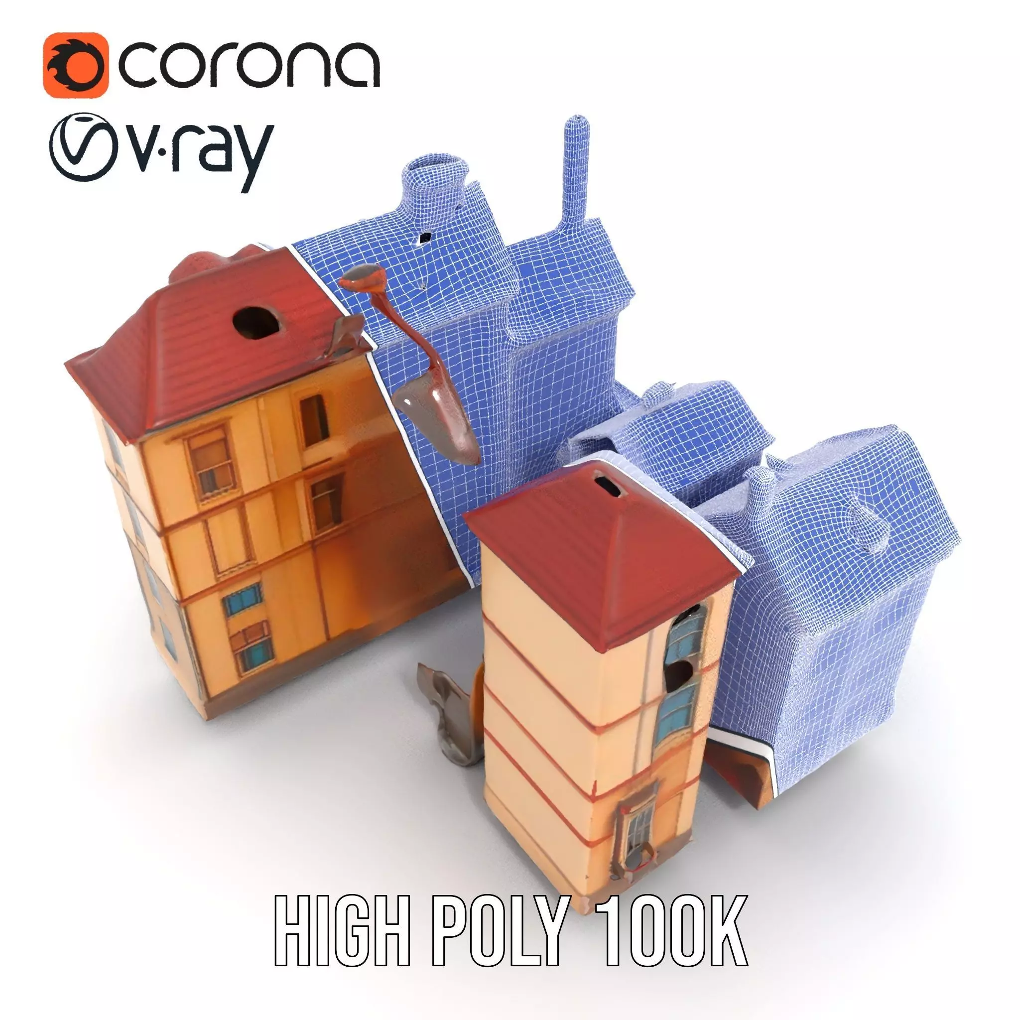 Victorian Townhouse model pack Low-poly 3D model_34