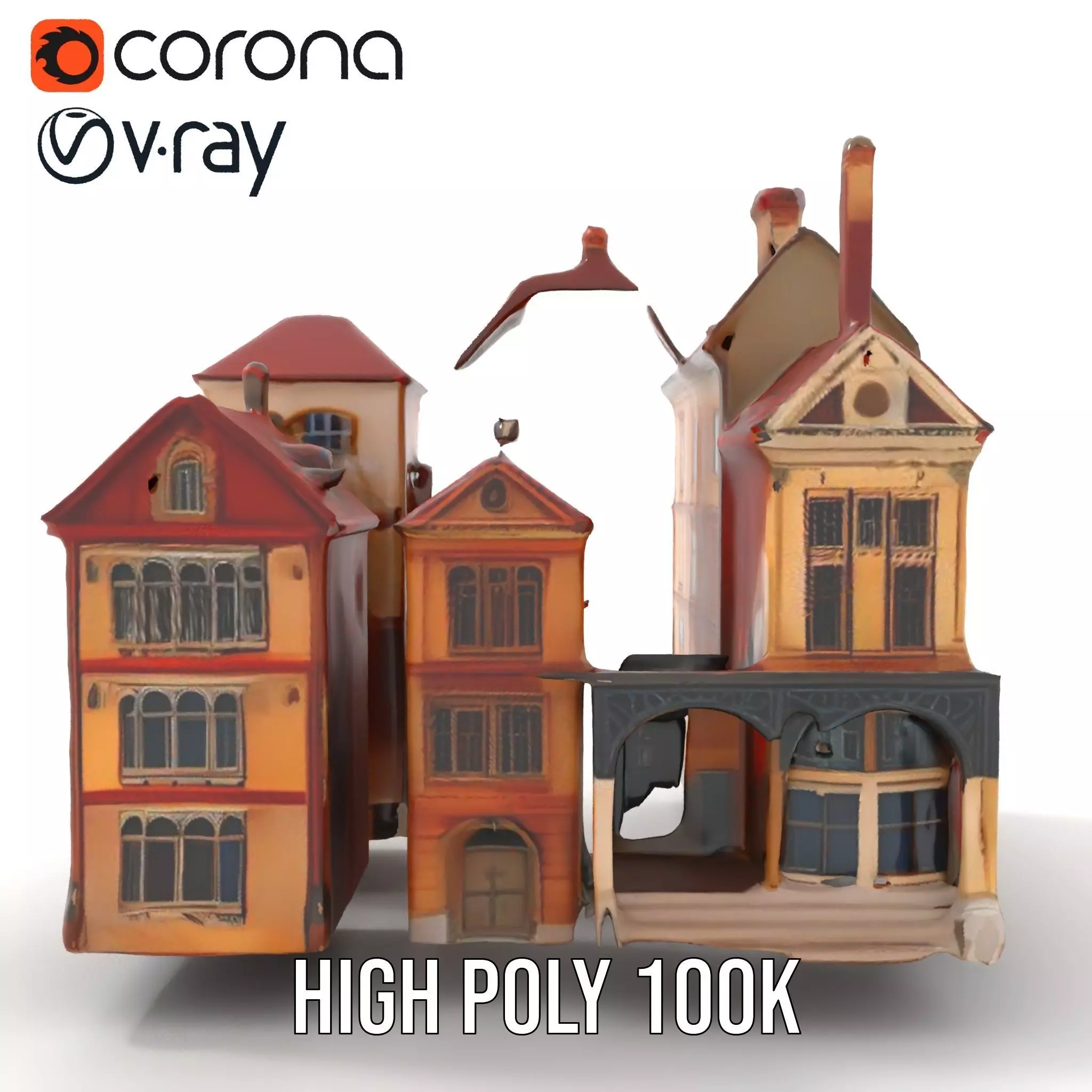 Victorian Townhouse model pack Low-poly 3D model_22