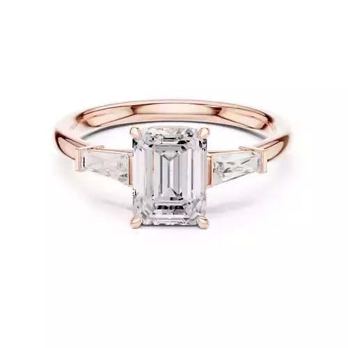 Three Stone Emerald Taper Baguette Engagement Ring 3DM STL Video