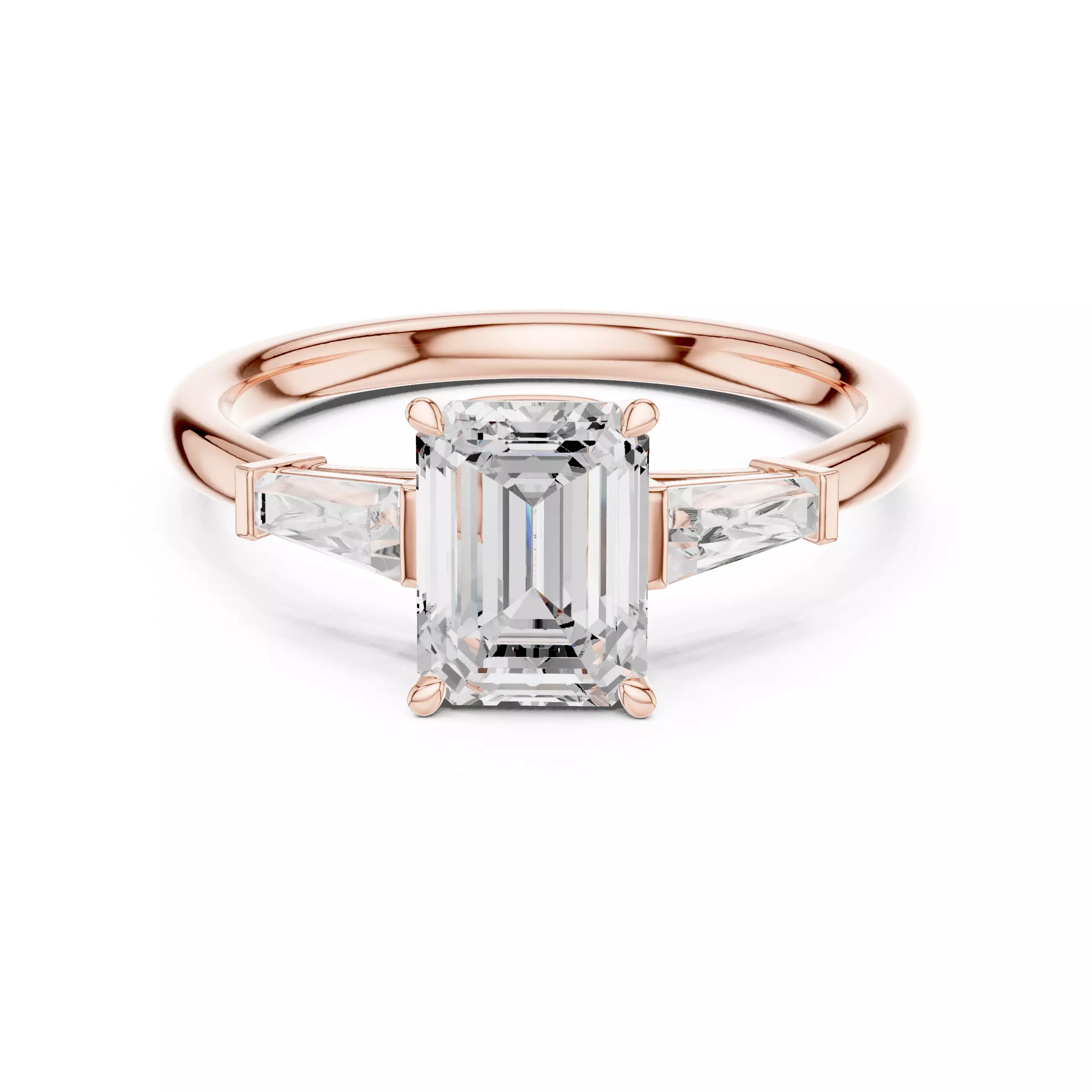 Three Stone Emerald Taper Baguette Engagement Ring 3DM STL Video 3D print model