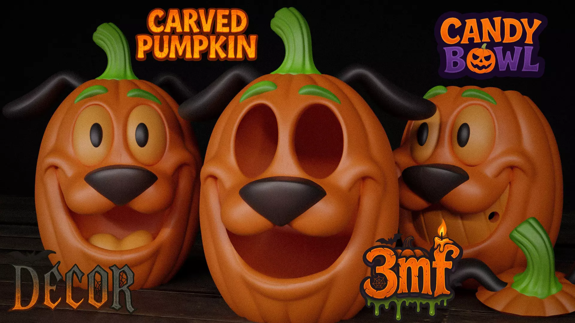 Courage the Cowardly Dog Pumpkin Halloween 3D print model_0