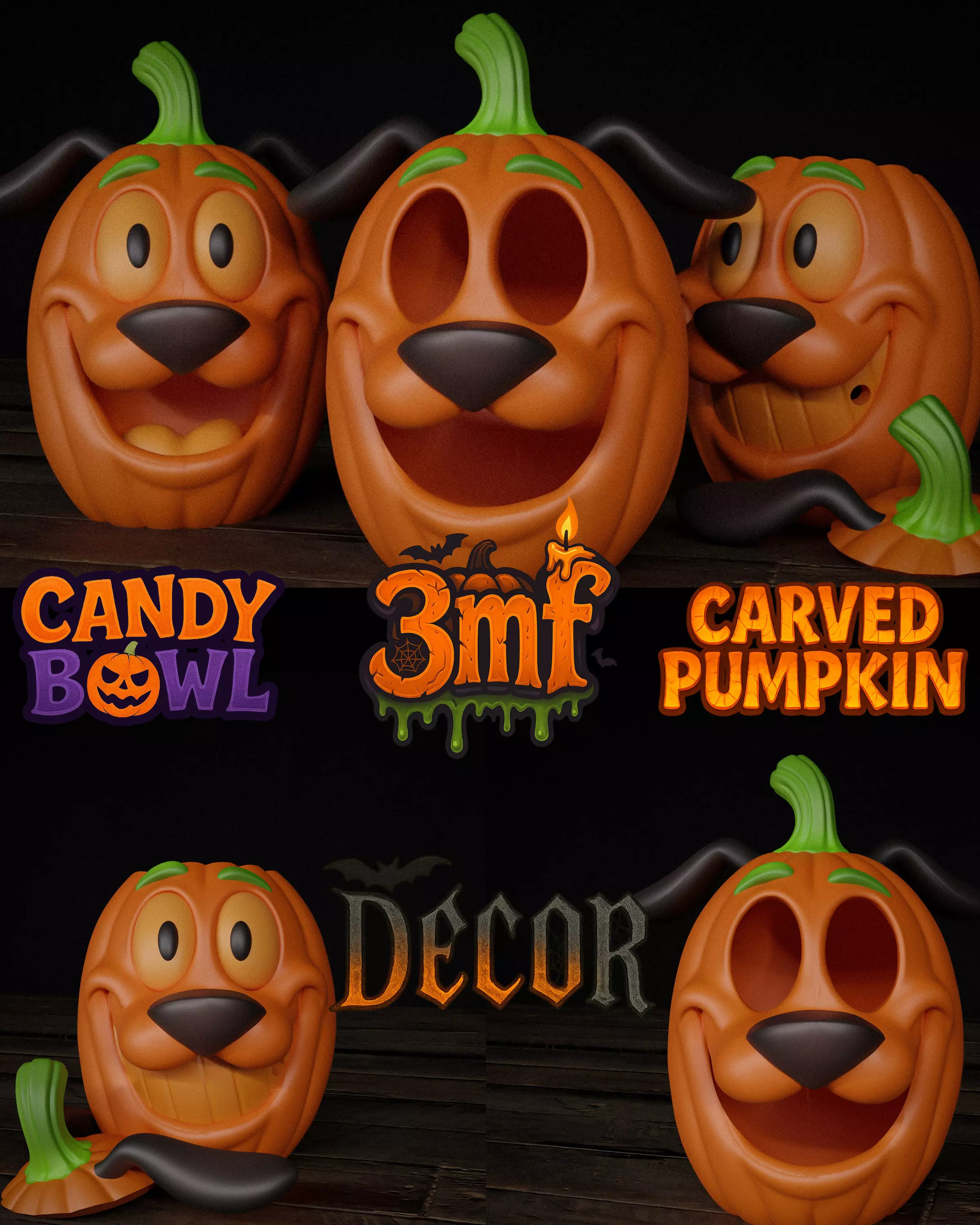 Courage the Cowardly Dog Pumpkin Halloween 3D print model_5