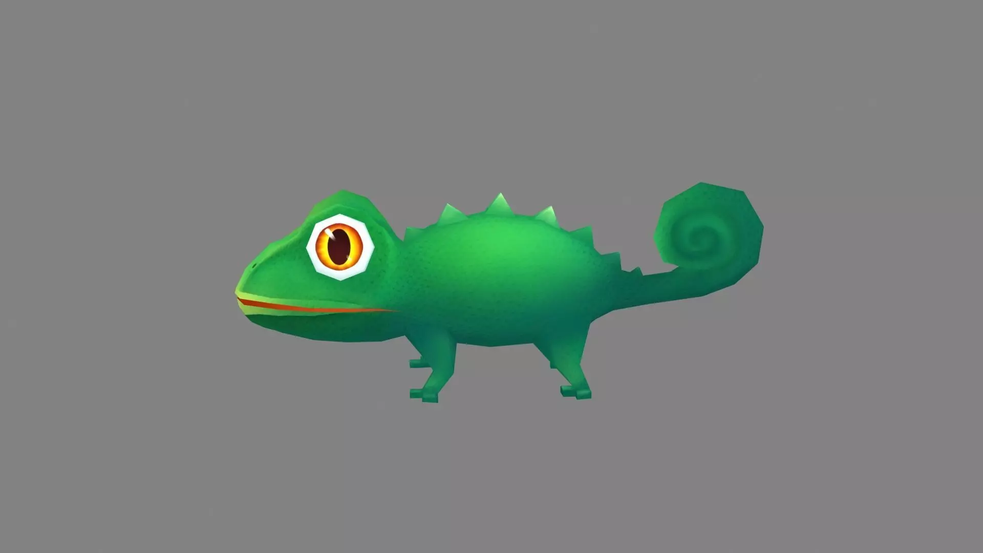 Cartoon chameleon Low-poly 3D model_1
