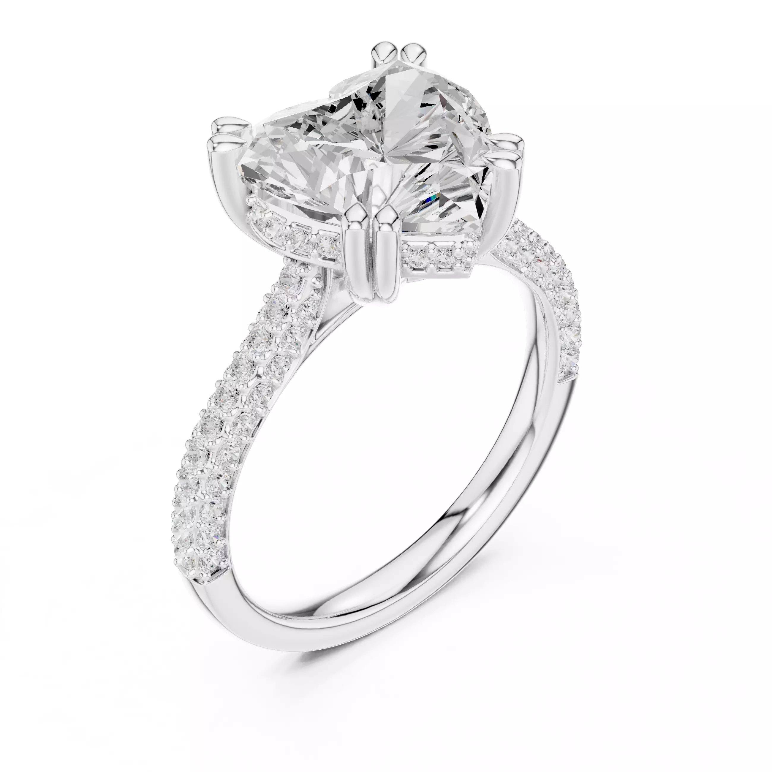  Heart Cut Hidden Halo Diamond Engagement Ring 3DM STL Video 3D print model_10