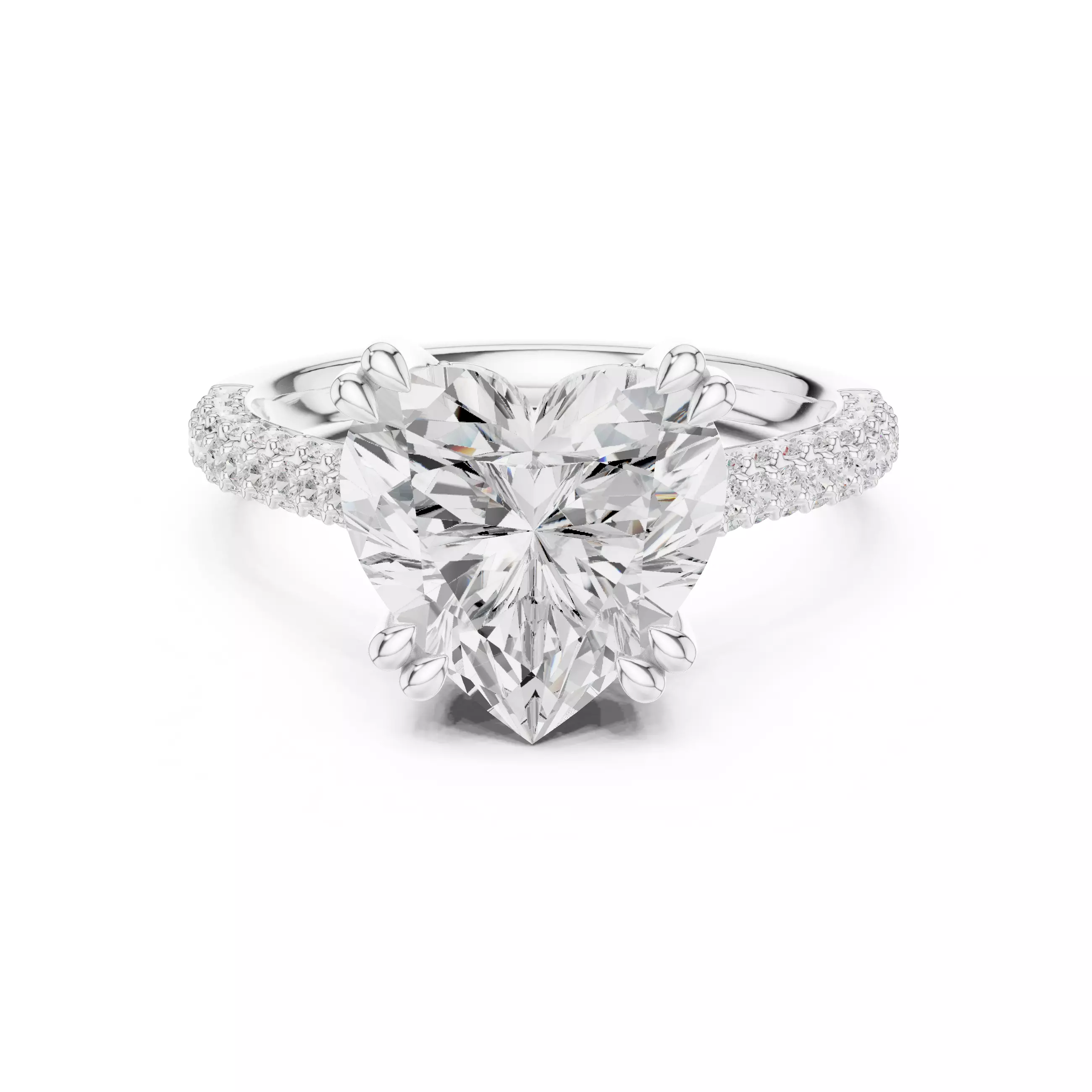  Heart Cut Hidden Halo Diamond Engagement Ring 3DM STL Video 3D print model_2