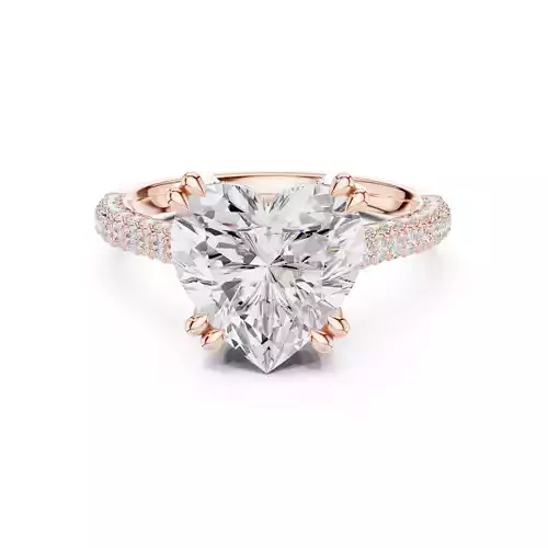  Heart Cut Hidden Halo Diamond Engagement Ring 3DM STL Video 3D print model