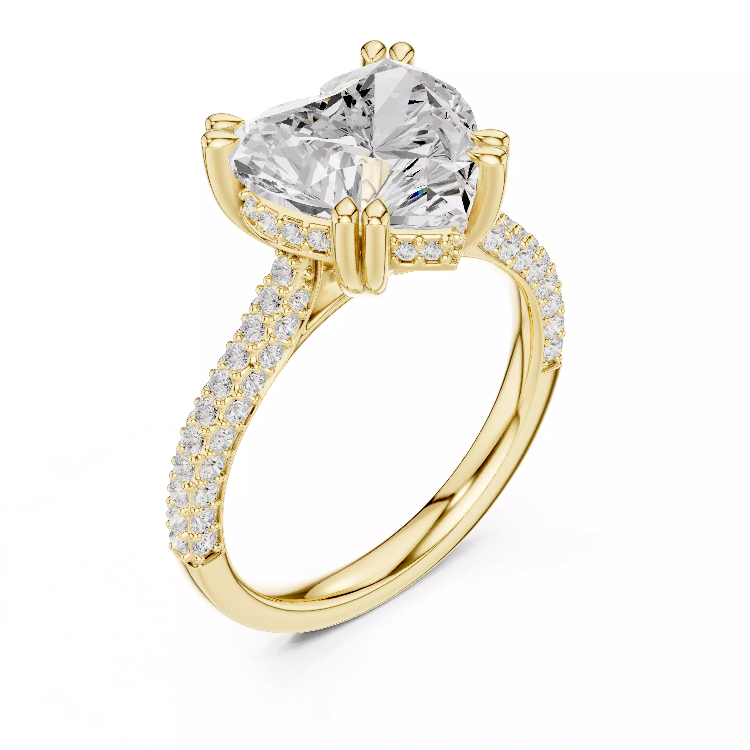  Heart Cut Hidden Halo Diamond Engagement Ring 3DM STL Video 3D print model_7