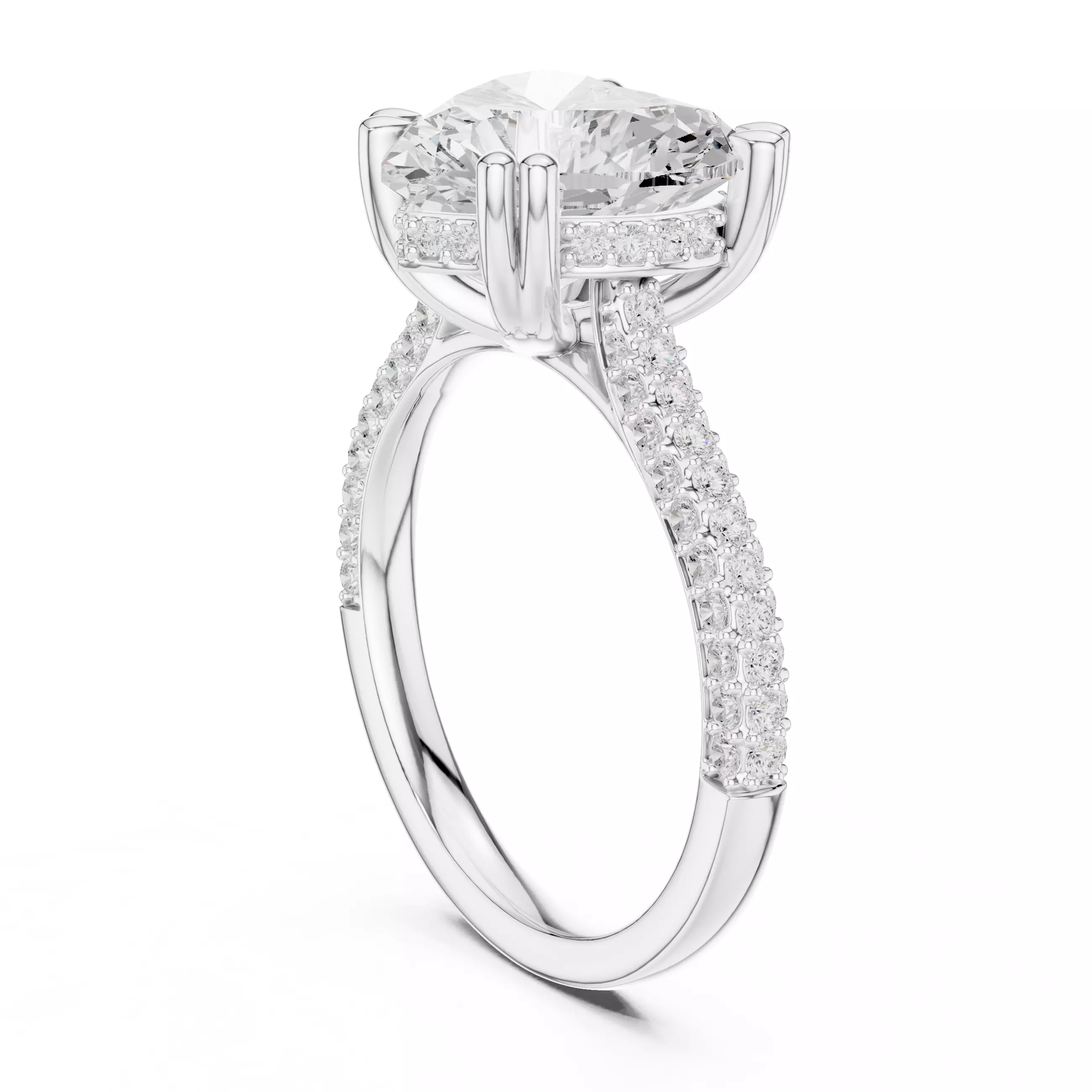  Heart Cut Hidden Halo Diamond Engagement Ring 3DM STL Video 3D print model_9