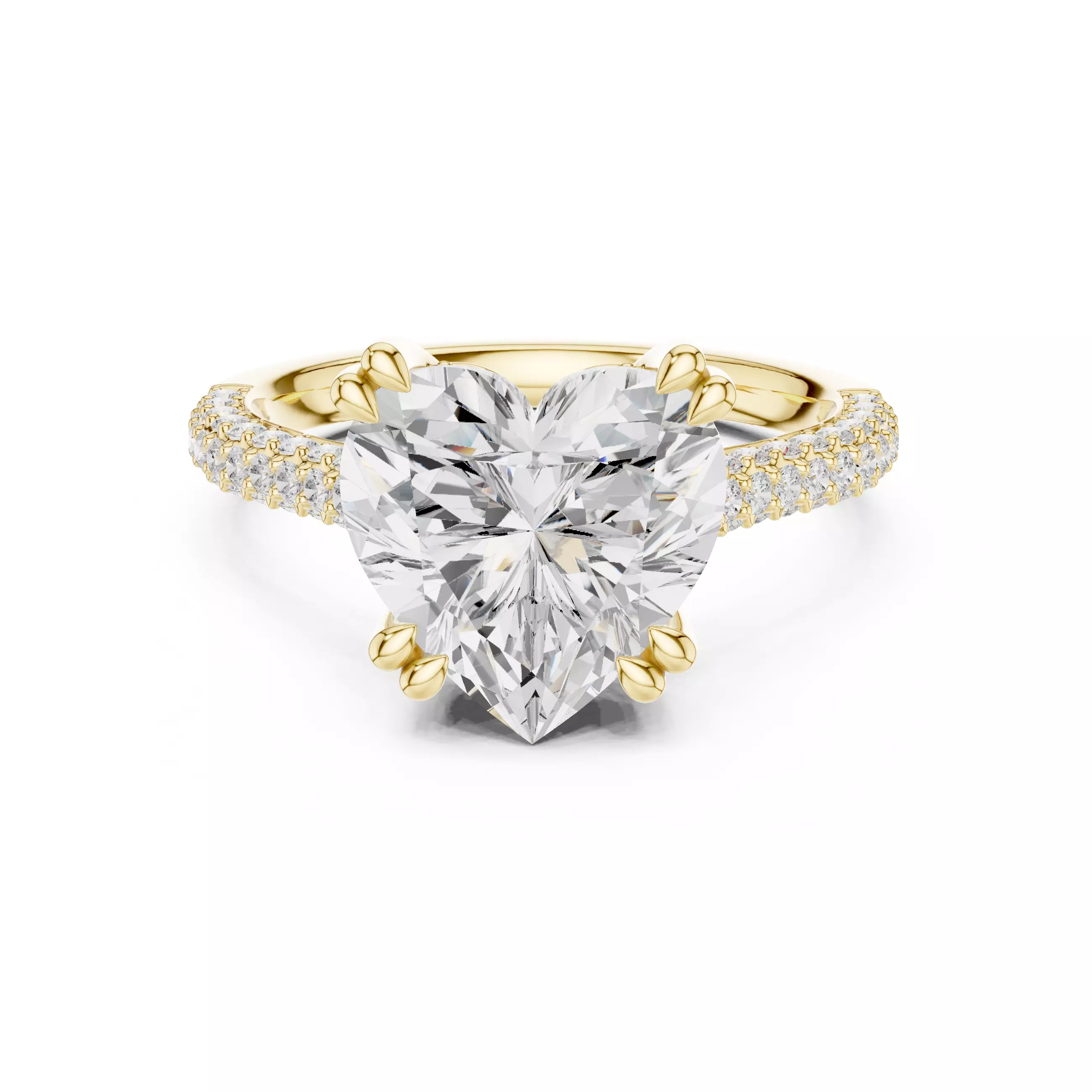  Heart Cut Hidden Halo Diamond Engagement Ring 3DM STL Video 3D print model_1