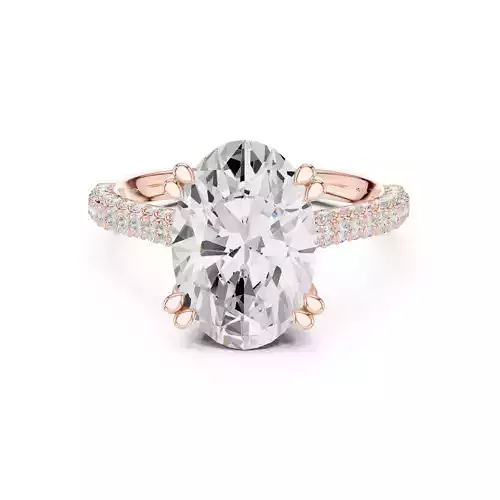 Double Claw Prong Oval Cut Hidden Halo Wedding Ring File Video