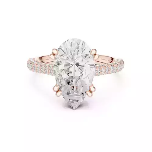 Elongated Pear Cut  Hidden Halo Pave Wedding Ring File Video
