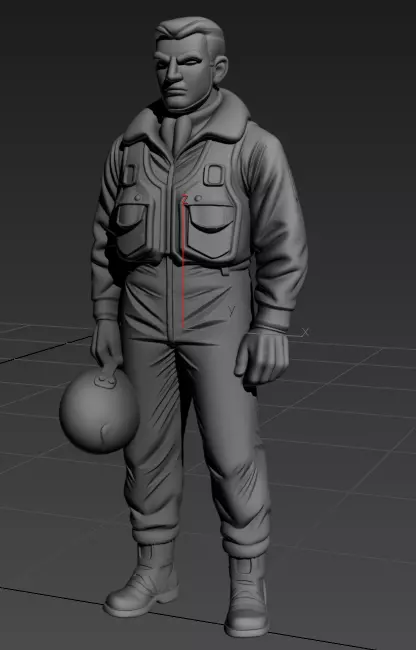 72 scale pilot with winter vest and helm 3D print model_0