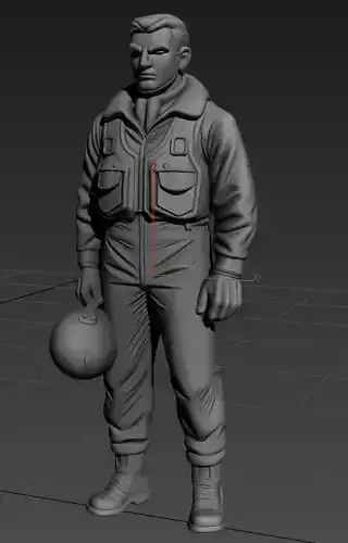 72 scale pilot with winter vest and helm 3D print model