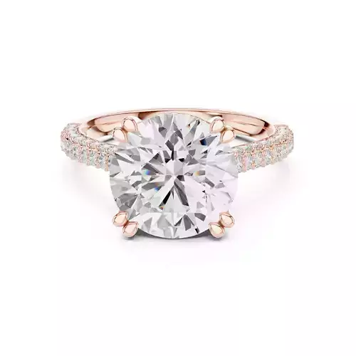 Three Sided Round Cut Pave Diamond Shank Woman Ring File Video