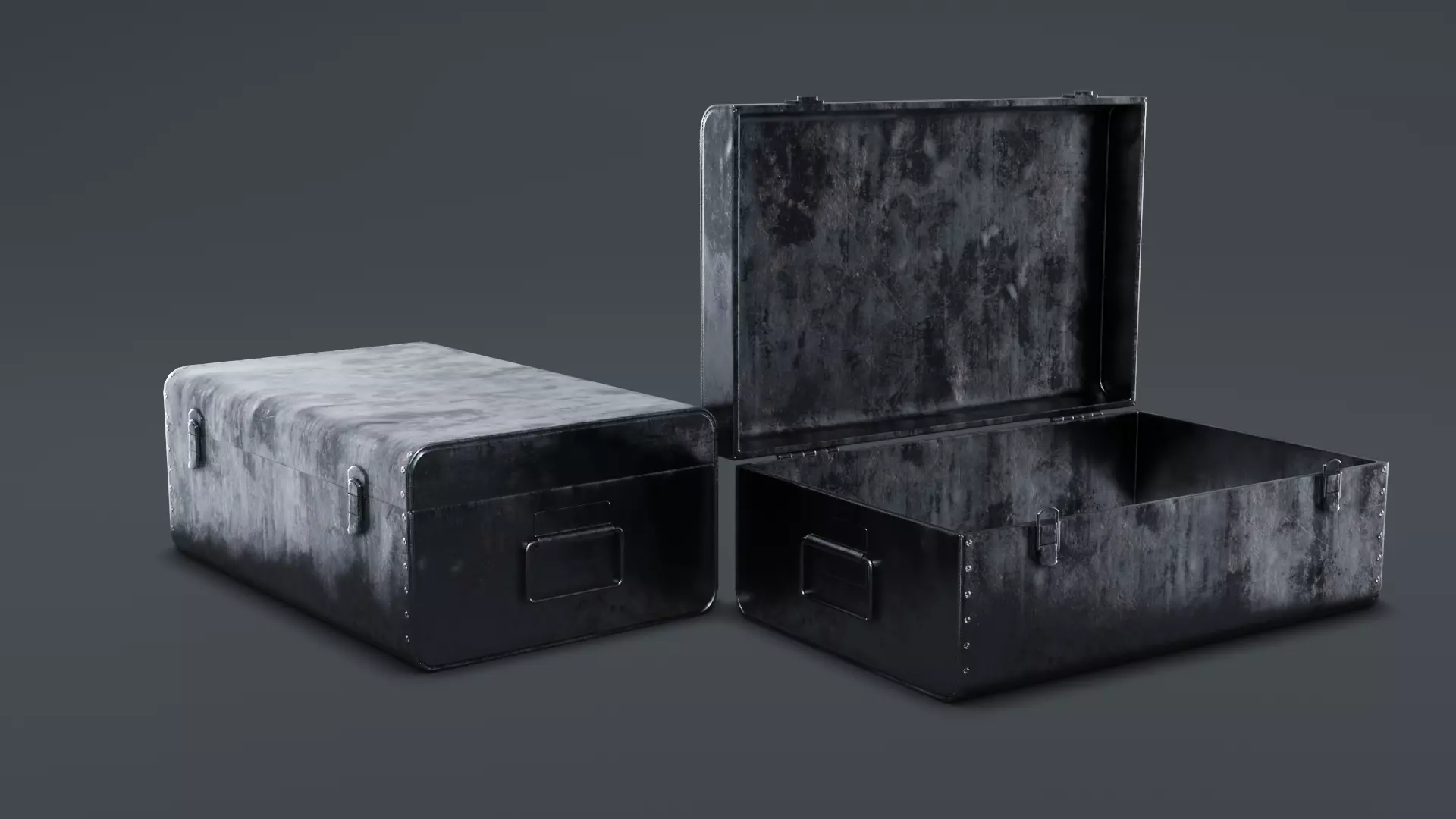 3D Metal Chest Model Low-poly 3D model_1