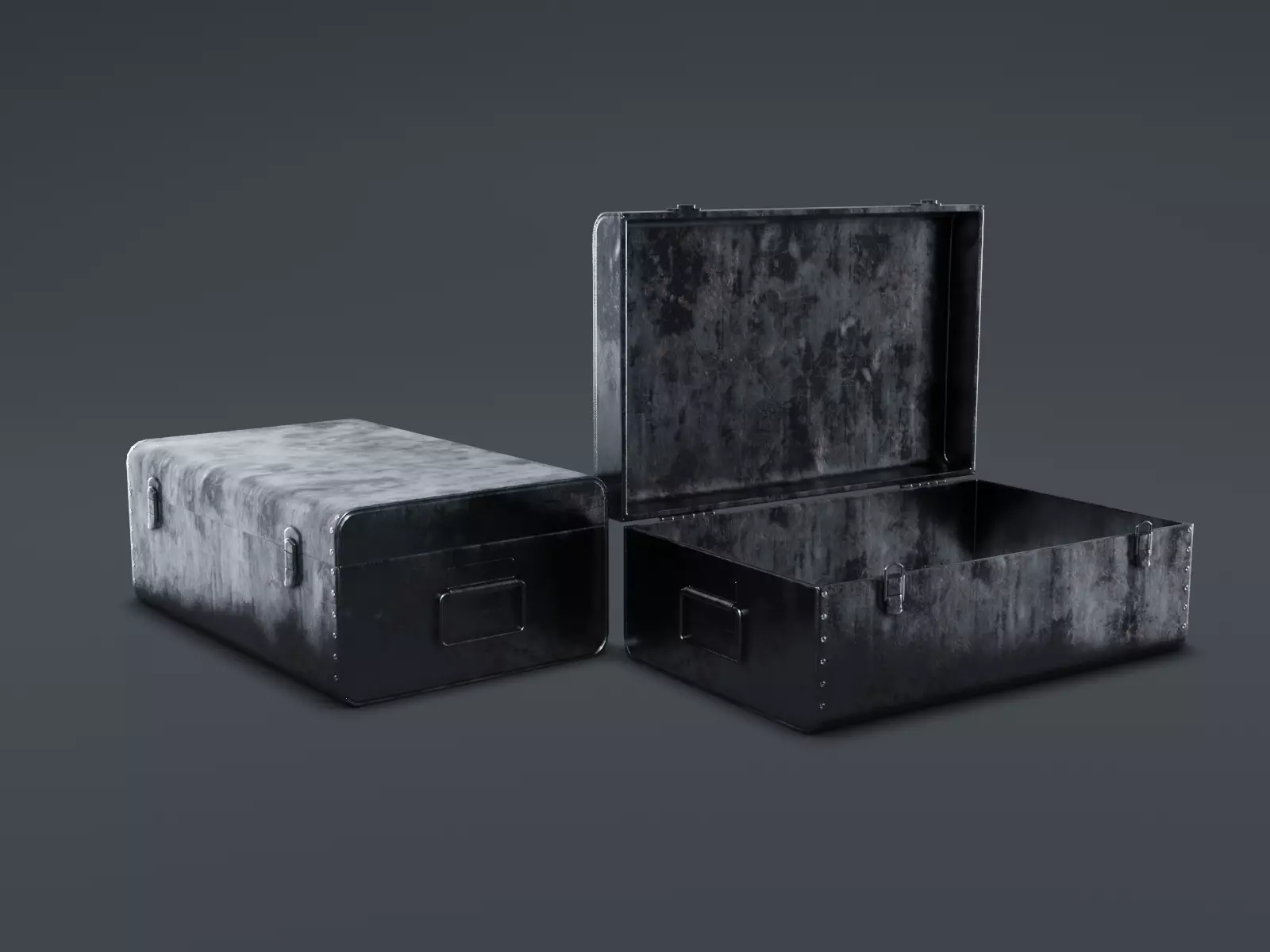 3D Metal Chest Model Low-poly 3D model_0