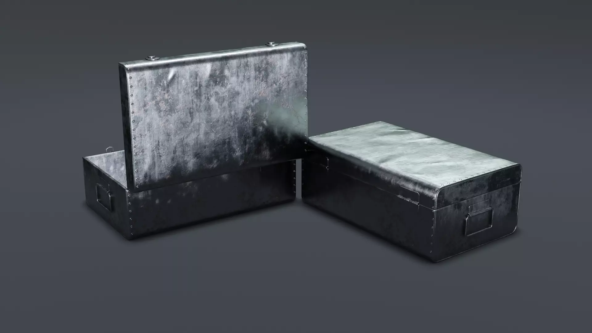 3D Metal Chest Model Low-poly 3D model_4