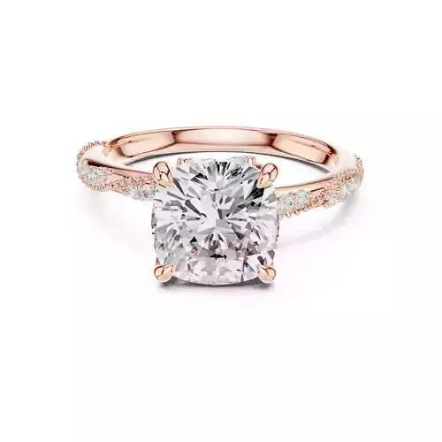 Cushion Cut Diamond Milgrain Design Wedding Ring 3DM STL Video