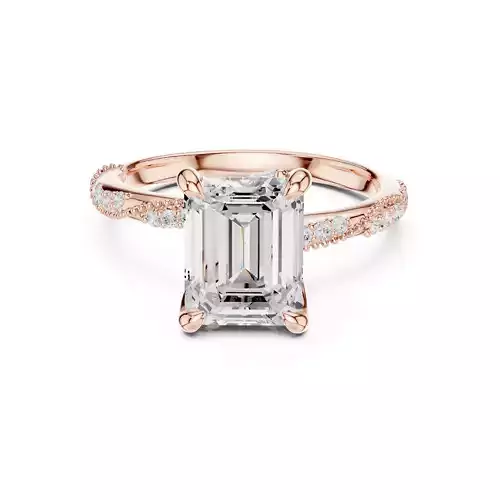 Emerald Cut Diamond Milgrain Design Wedding Ring 3DM STL Video