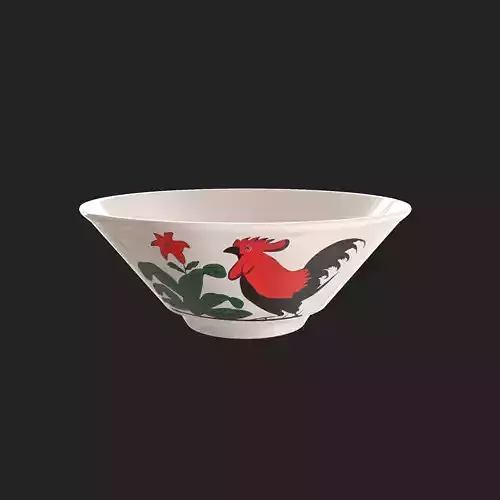 Bowl with Rooster Motif Low-poly 3D model