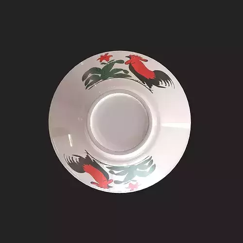 Bowl with Rooster Motif Low-poly 3D model 5