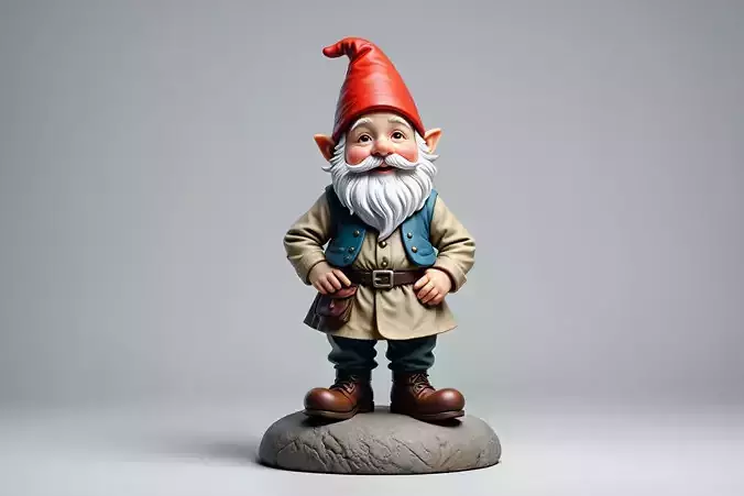 2196  Fairy Tale Gnome  Color Full Body Figurine on Base