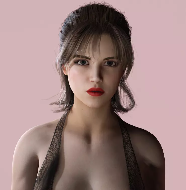 Realistic Female Character Elegant Style Rigged Game Ready Low-poly 3D model_0