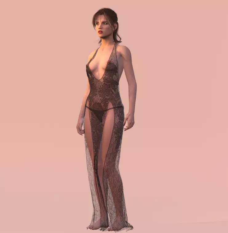 Realistic Female Character Elegant Style Rigged Game Ready Low-poly 3D model_8
