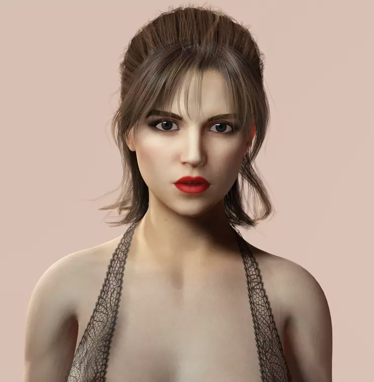 Realistic Female Character Elegant Style Rigged Game Ready Low-poly 3D model_20