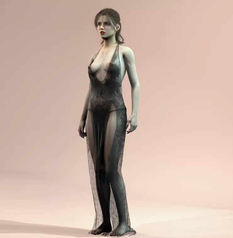 Realistic Female Character Elegant Style Rigged Game Ready Low-poly 3D model_5