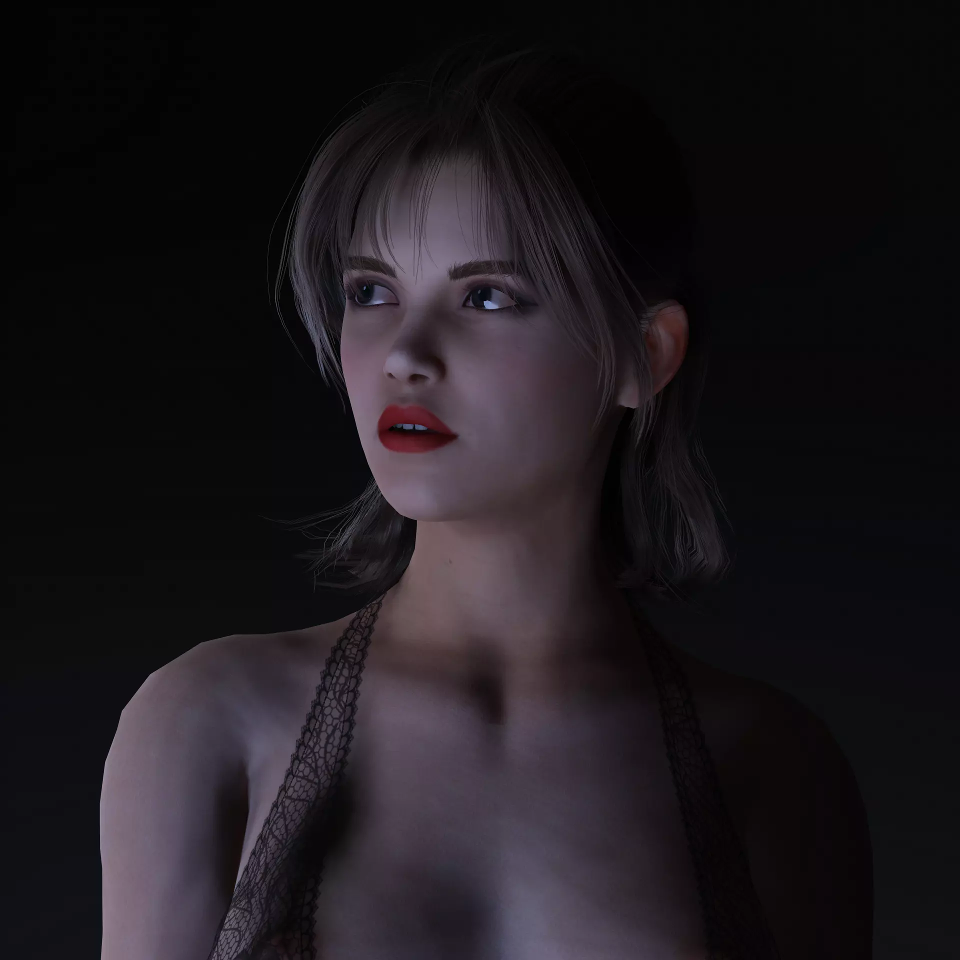 Realistic Female Character Elegant Style Rigged Game Ready Low-poly 3D model_1