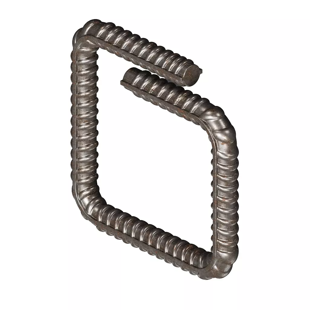 Rusty Square Bend TMT Bar 3D model_1