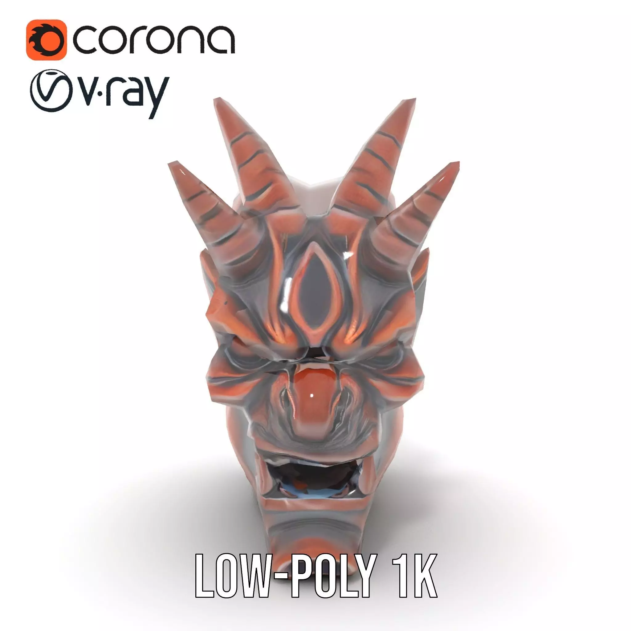 Fiery Demon Head model pack Low-poly 3D model_21