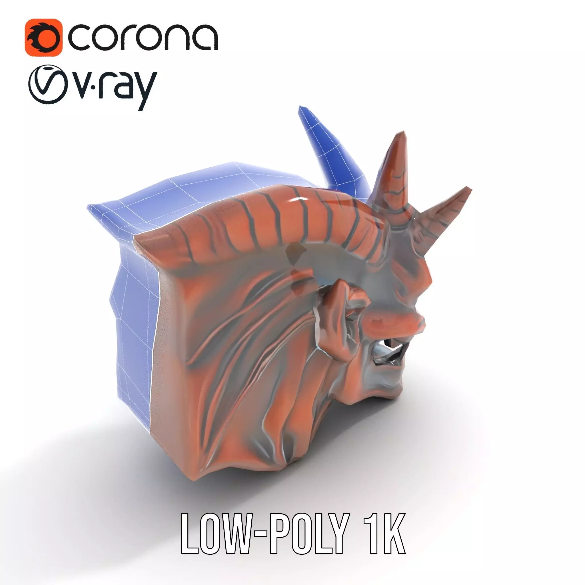 Fiery Demon Head model pack Low-poly 3D model_31