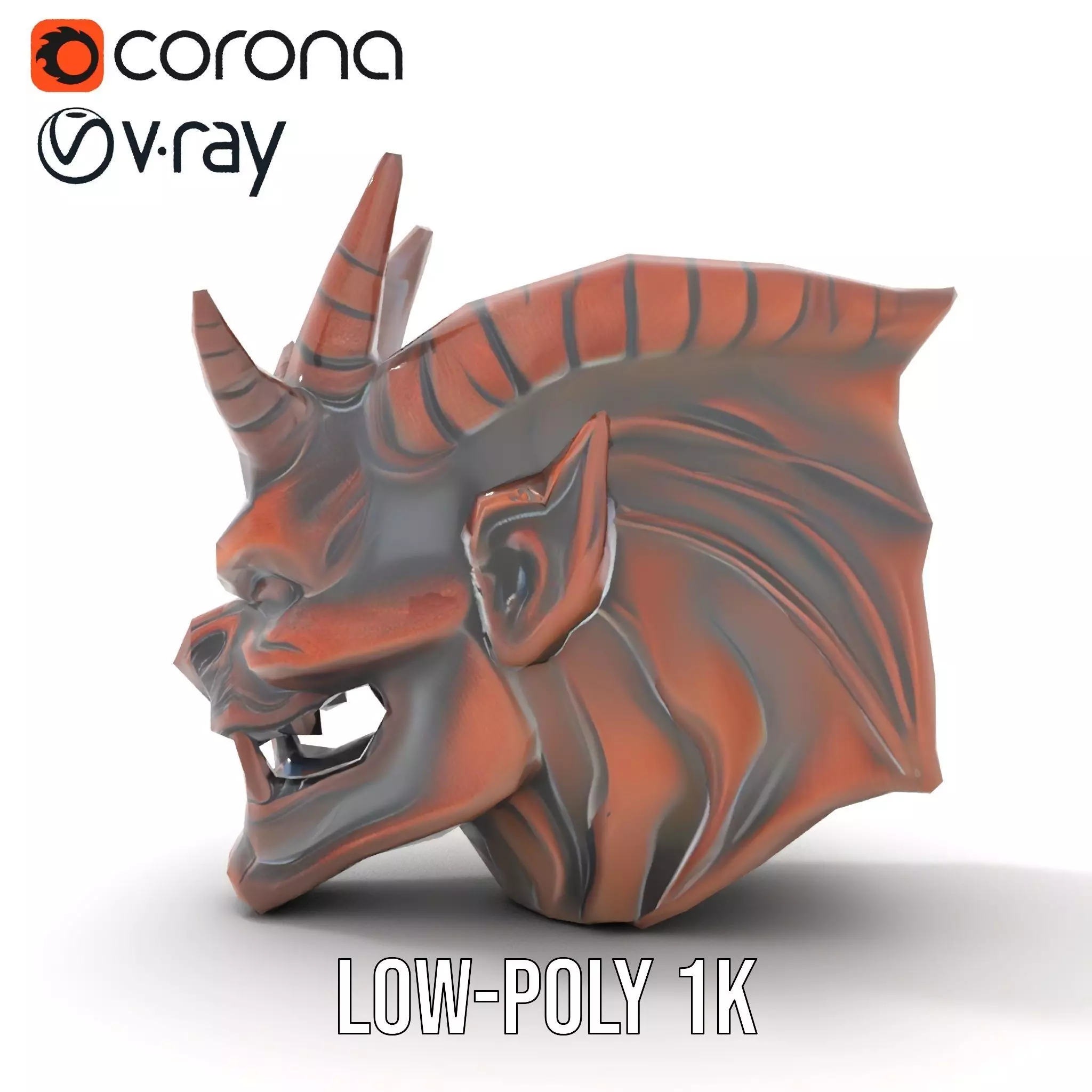 Fiery Demon Head model pack Low-poly 3D model_18