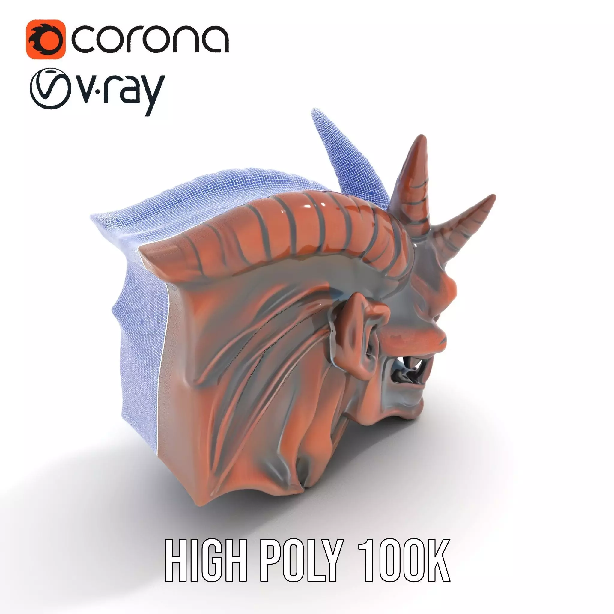 Fiery Demon Head model pack Low-poly 3D model_32