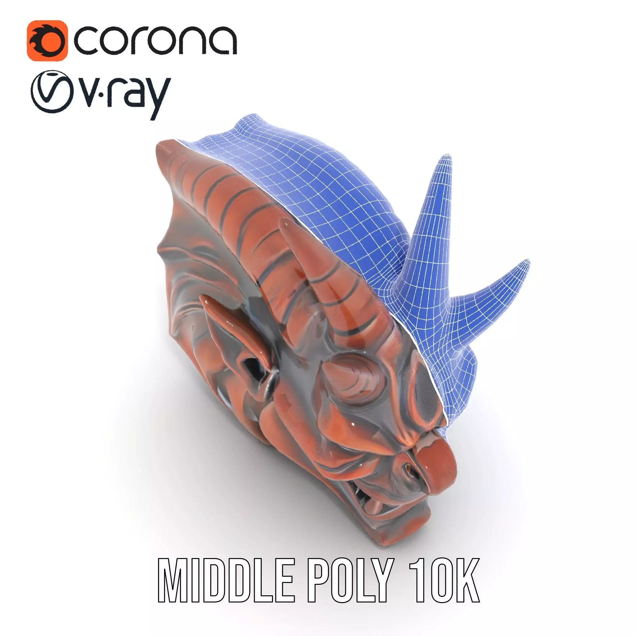 Fiery Demon Head model pack Low-poly 3D model_25