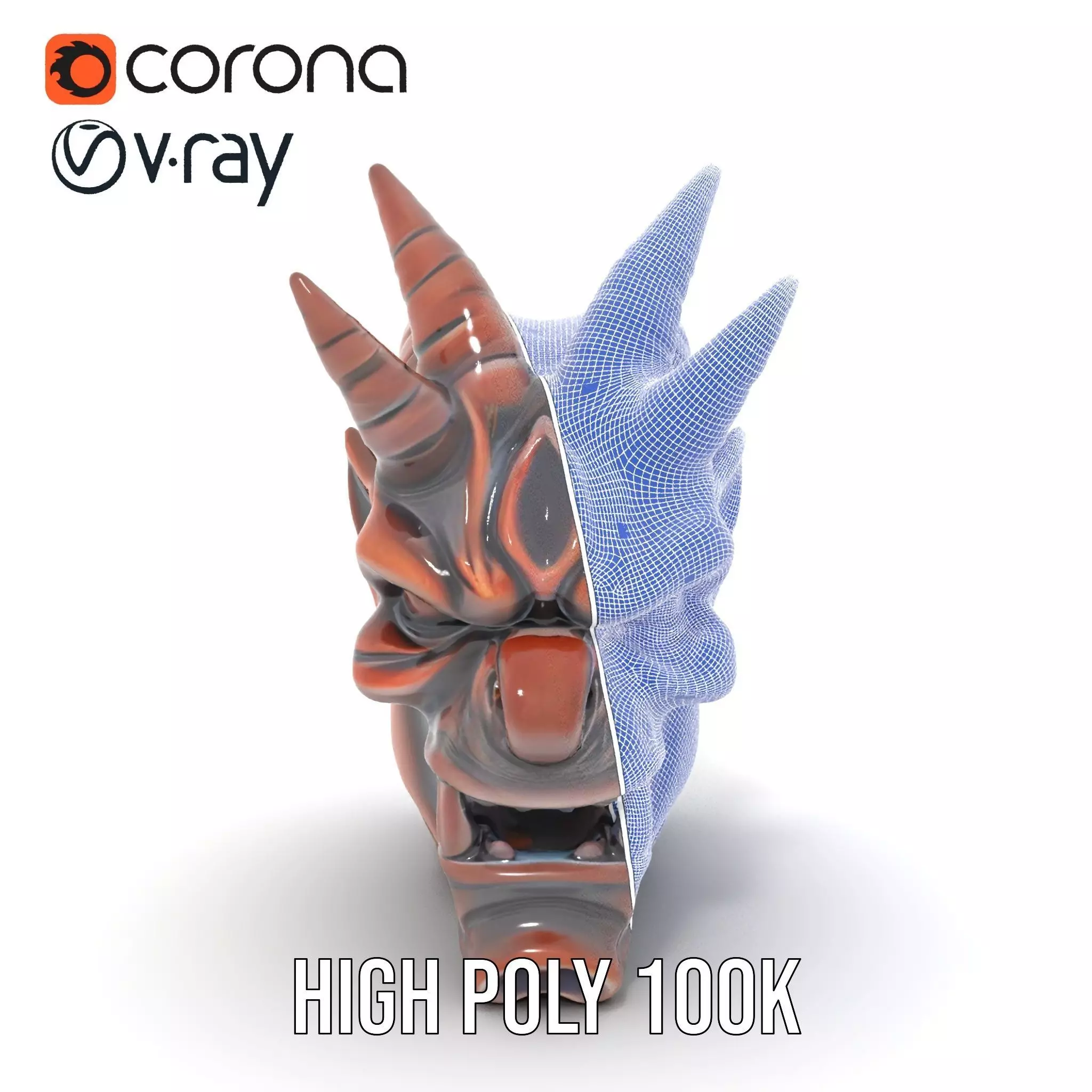 Fiery Demon Head model pack Low-poly 3D model_34