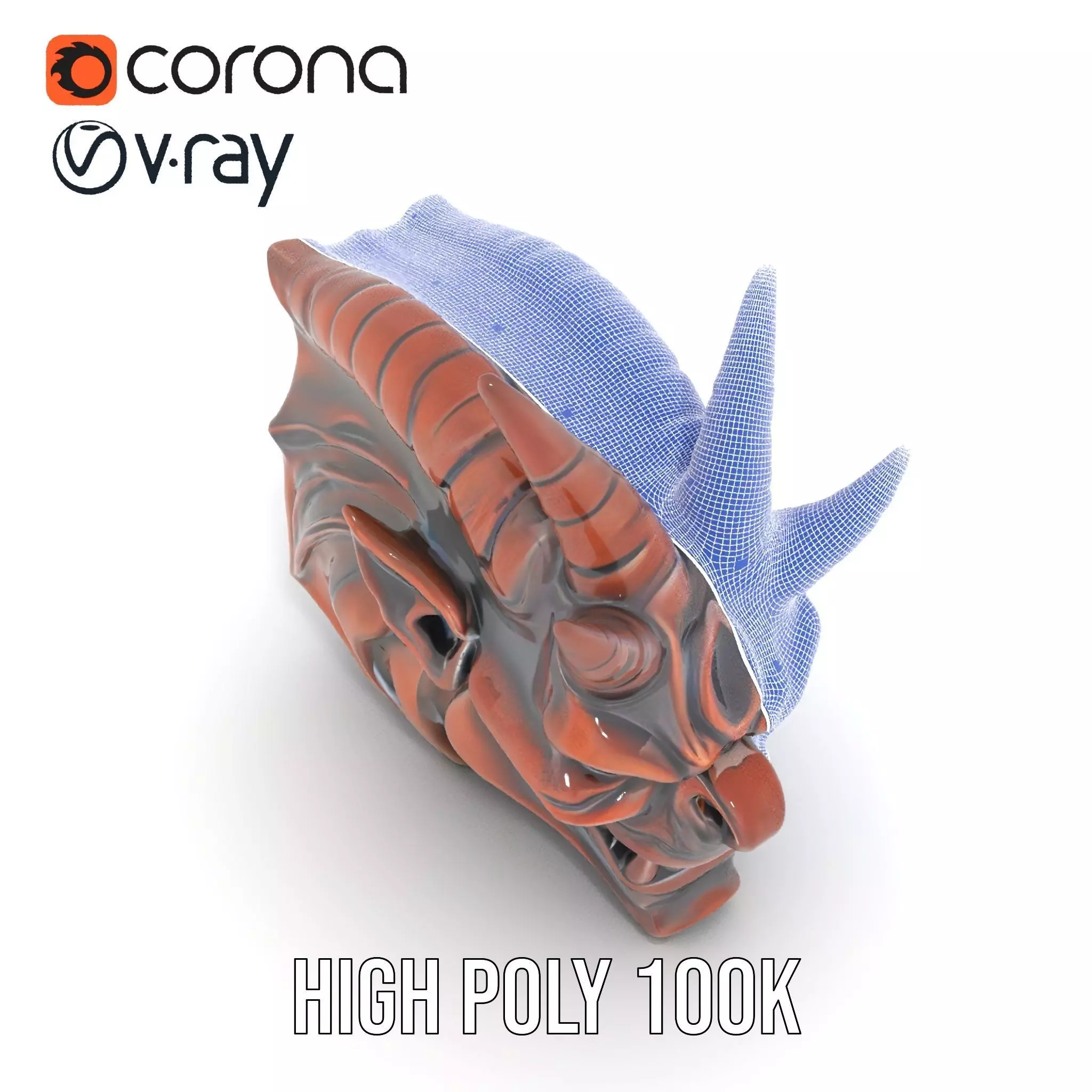 Fiery Demon Head model pack Low-poly 3D model_35