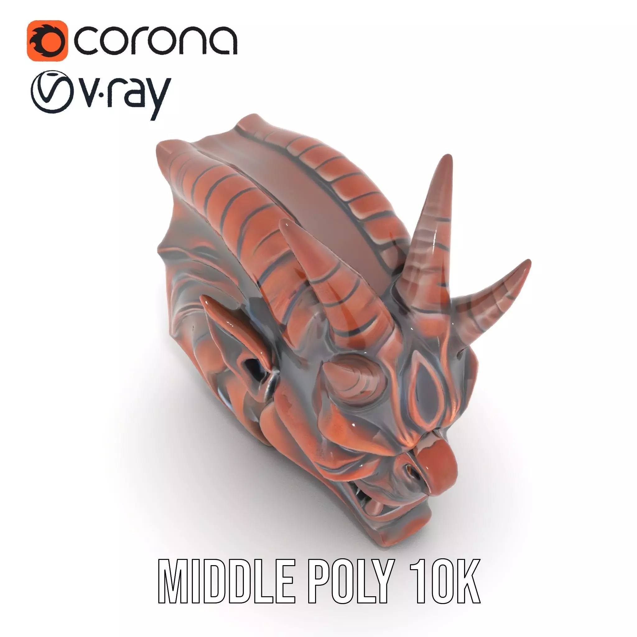 Fiery Demon Head model pack Low-poly 3D model_12