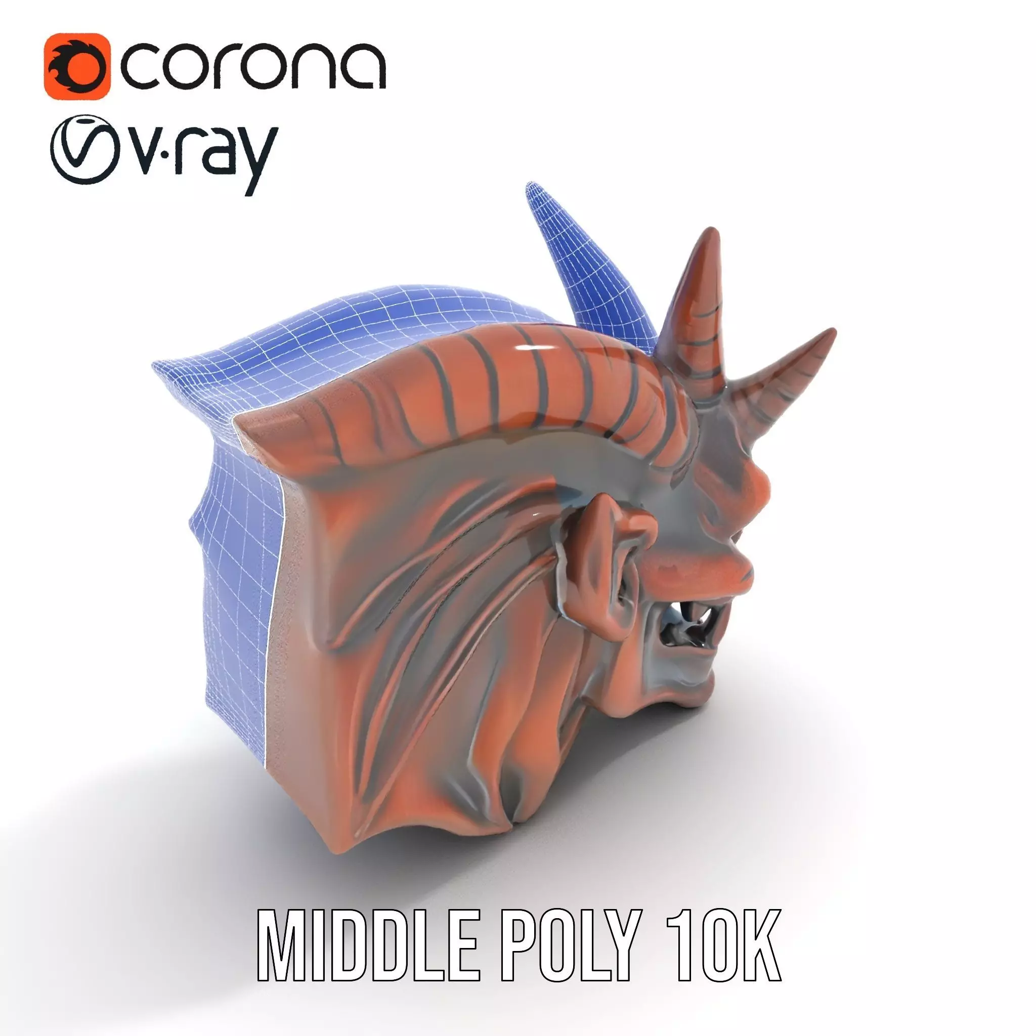 Fiery Demon Head model pack Low-poly 3D model_22