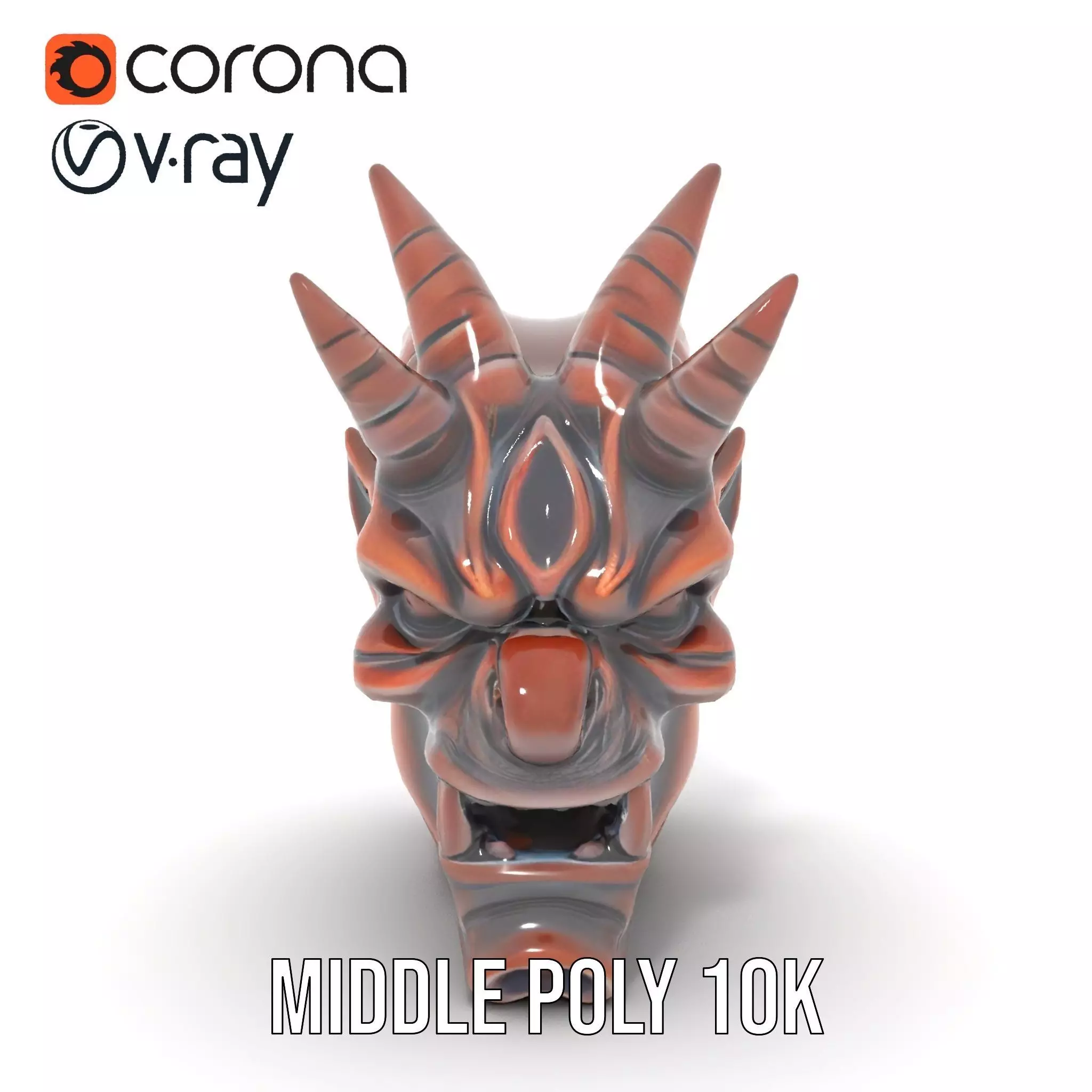 Fiery Demon Head model pack Low-poly 3D model_14