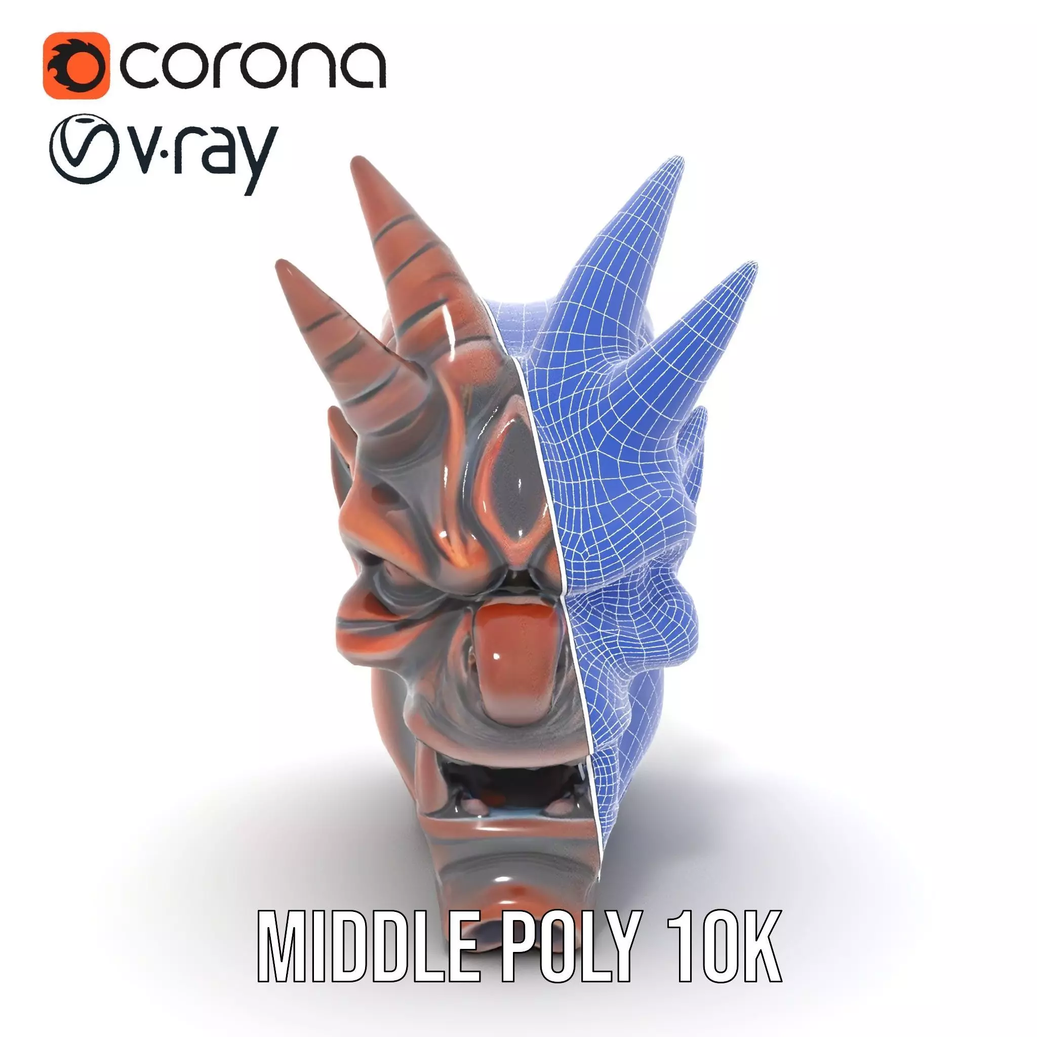 Fiery Demon Head model pack Low-poly 3D model_30