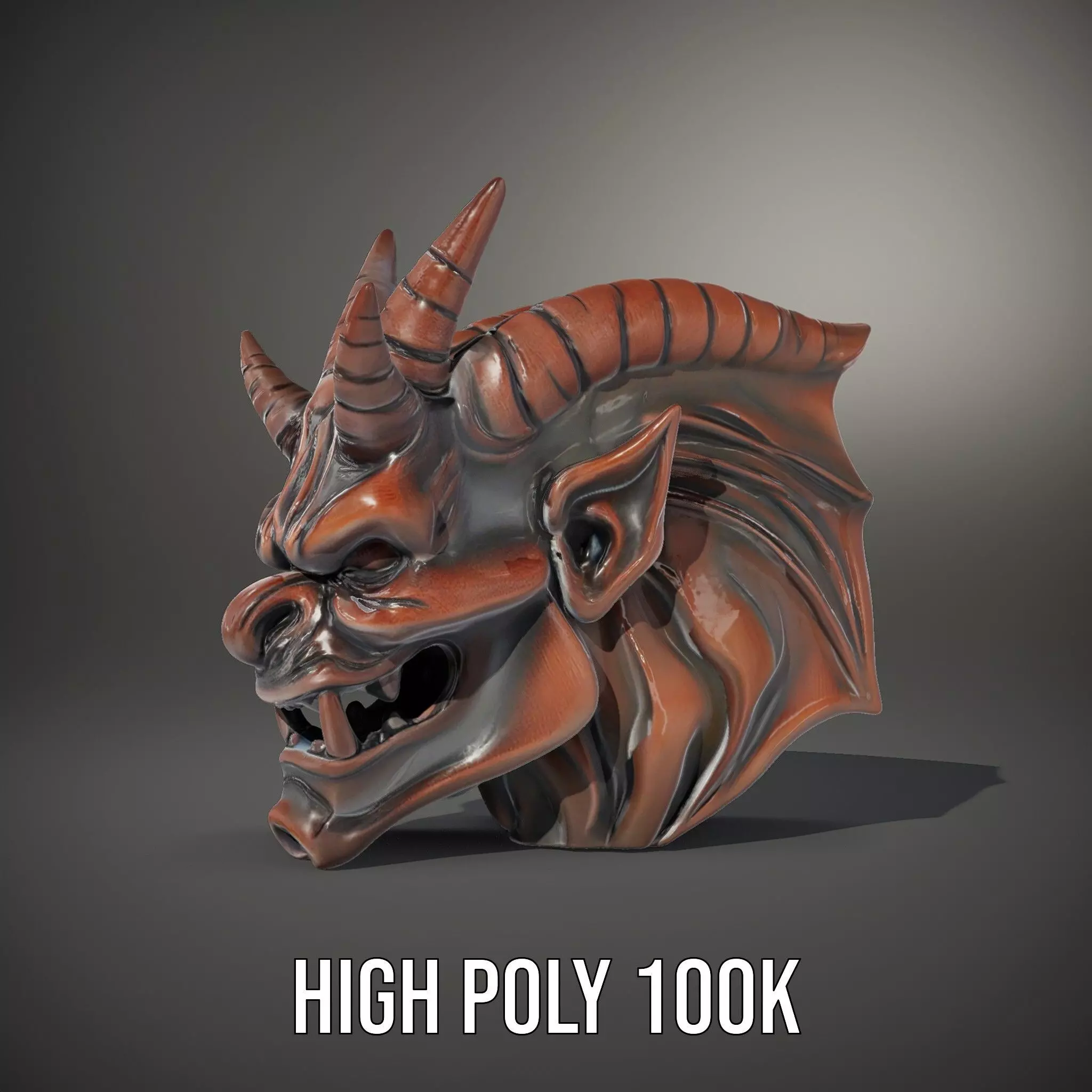 Fiery Demon Head model pack Low-poly 3D model_9