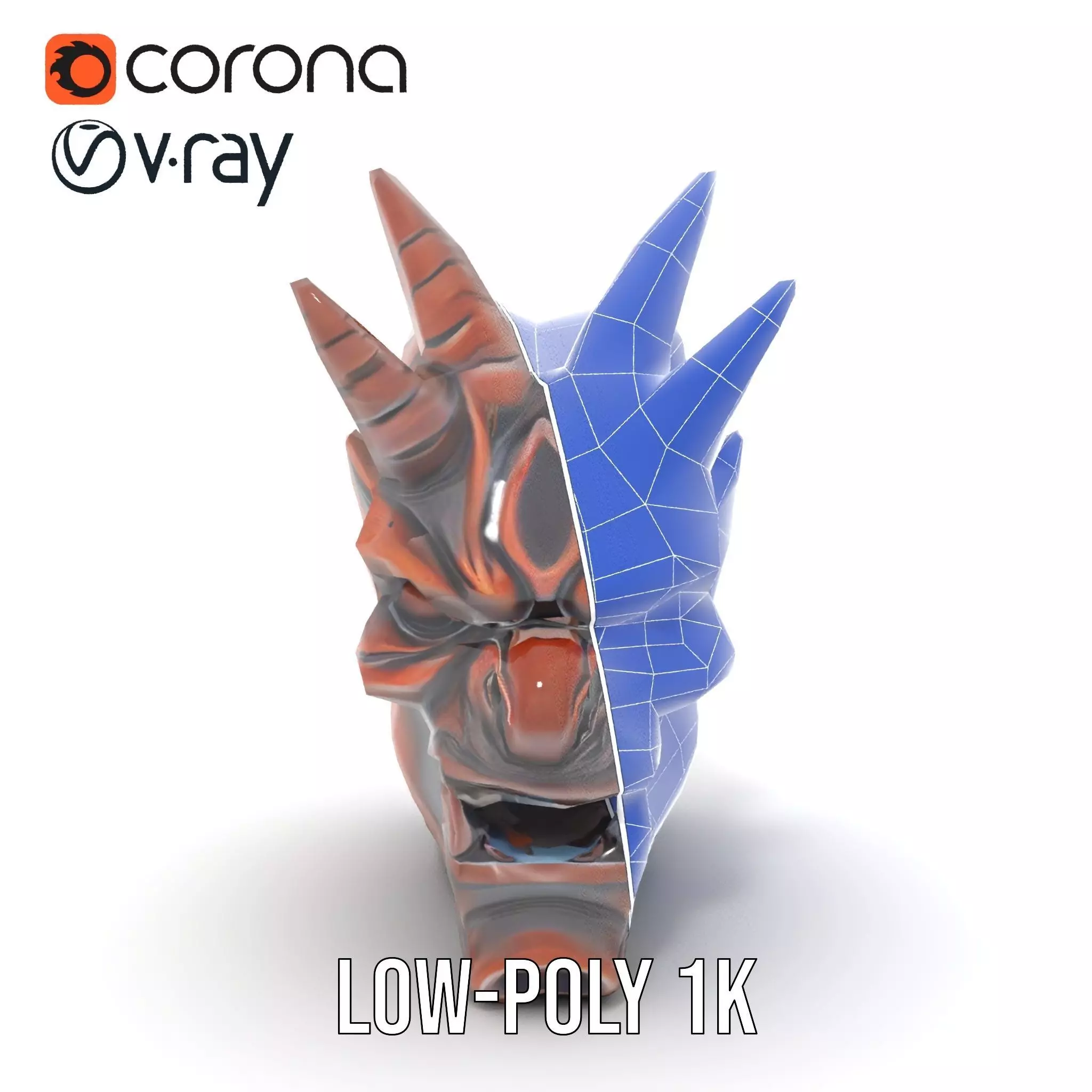 Fiery Demon Head model pack Low-poly 3D model_28