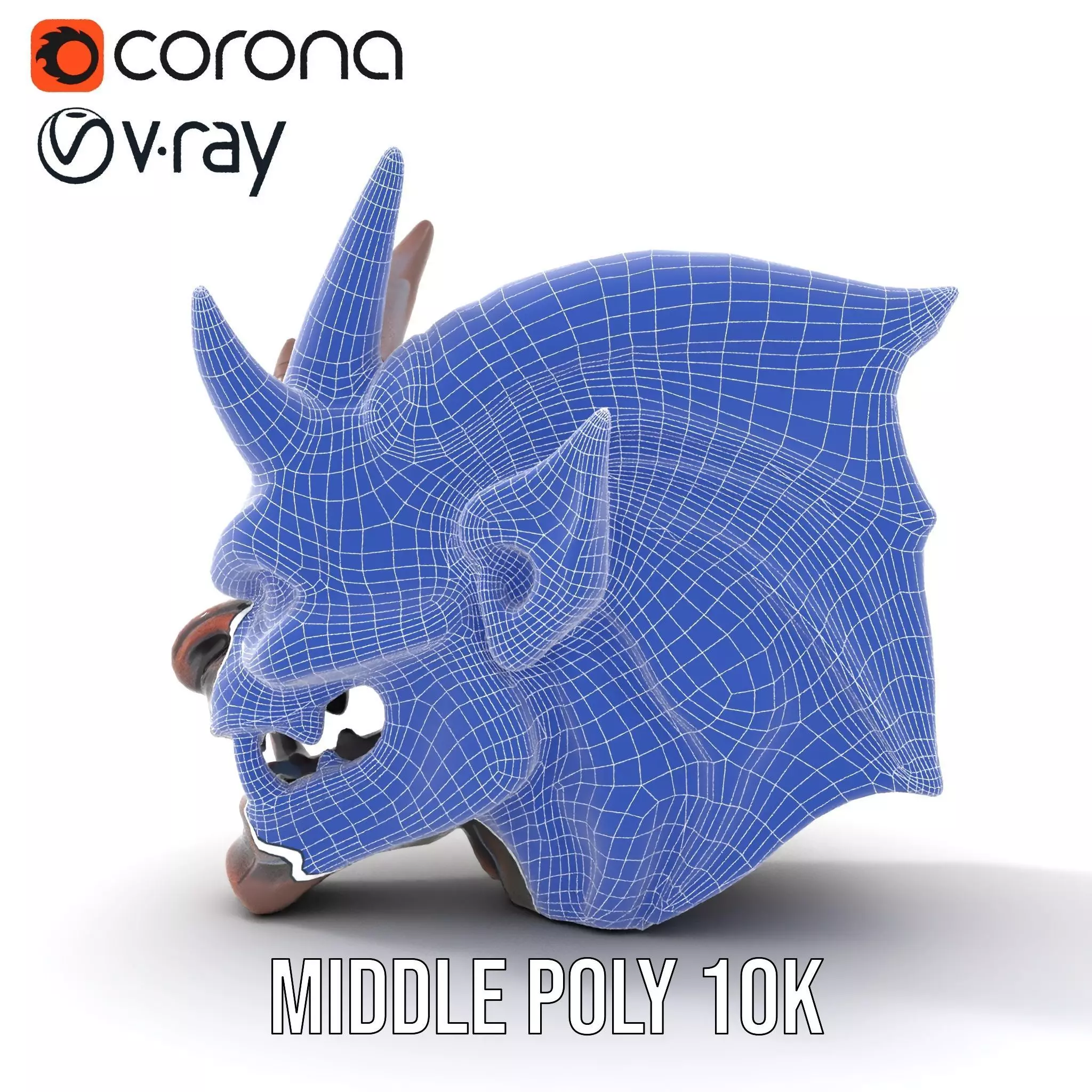 Fiery Demon Head model pack Low-poly 3D model_27